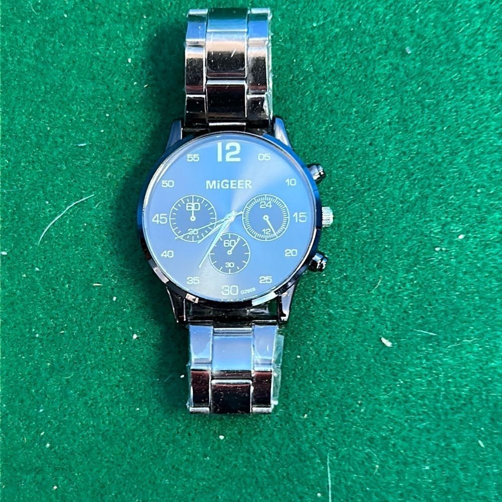 MiGeer Men's Black Large Face Watch Oversized Dial Casual Dress